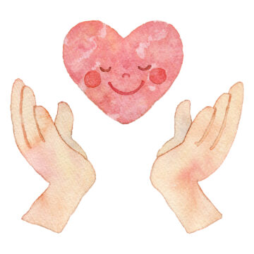 ハートを包み込む手のイラスト